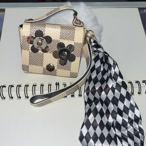 Checkered Floral mini bag keychain